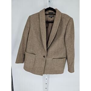 Harve Benard Women's Tan Wool Long Sleeve Single-Button Pockets Blazer Size 36